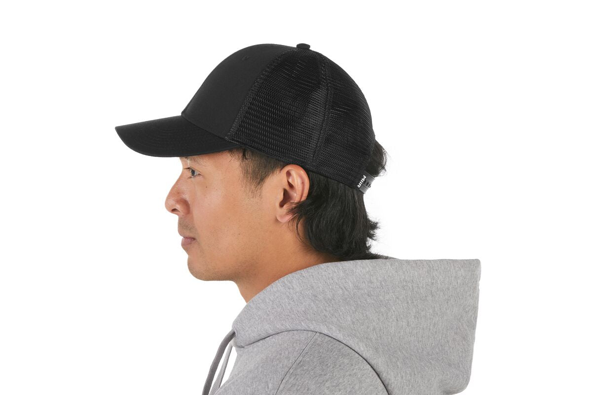 recycled-poly-low-profile-trucker-hat-l0 WebPDP-HAT002002_Recycled_Poly_Low_Profile_Trucker_Hat_Black_Studio_Harper_Studios_0723_Back__HAT002002OS.jpg