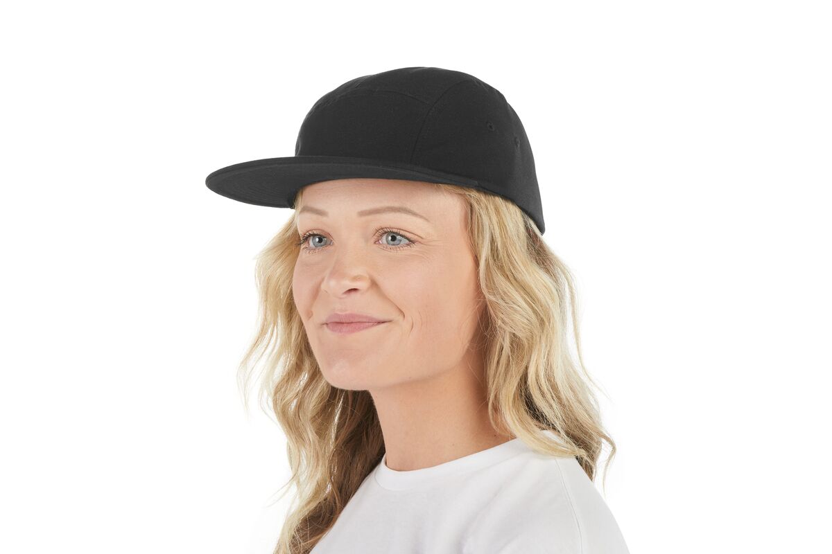 recycled-poly-flat-brim-5-panel-hat-c5 WebPDP-HAT003002_Recycled_Poly_Flat_Brim_5Panel_Hat_Black_Studio_Harper_Studios_0723_Front_2__HAT003002OS.jpg