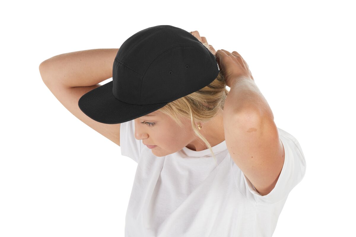 recycled-poly-flat-brim-5-panel-hat-c5 WebPDP-HAT003002_Recycled_Poly_Flat_Brim_5Panel_Hat_Black_Studio_Harper_Studios_0723_Side_4__HAT003002OS.jpg
